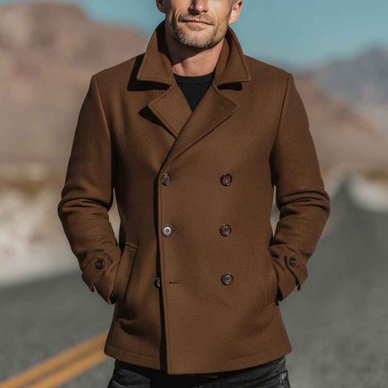 Men's Winter Retro Double-breasted Imitation Wool Casual Short Coat MTA2349I8P