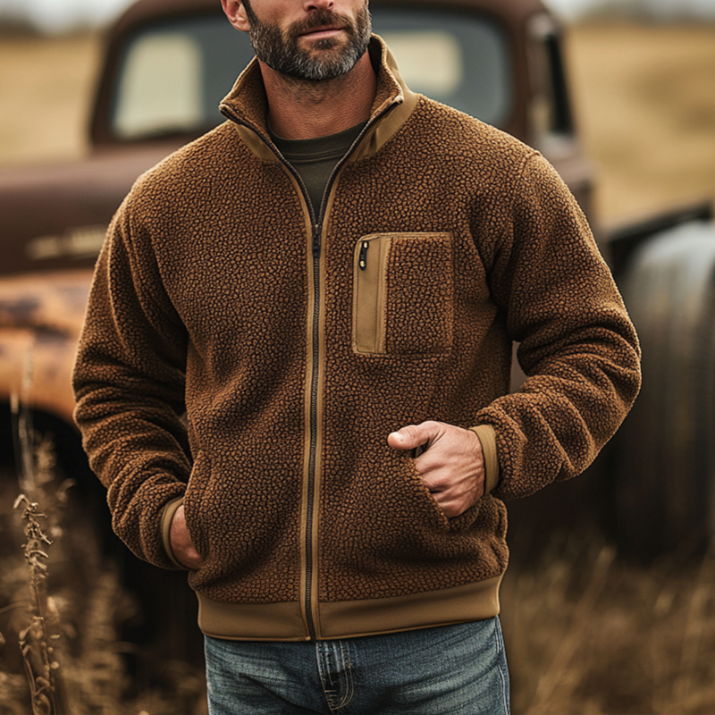 Men's Winter Retro Fleece Zip-Up Jacket MTA1593K3P