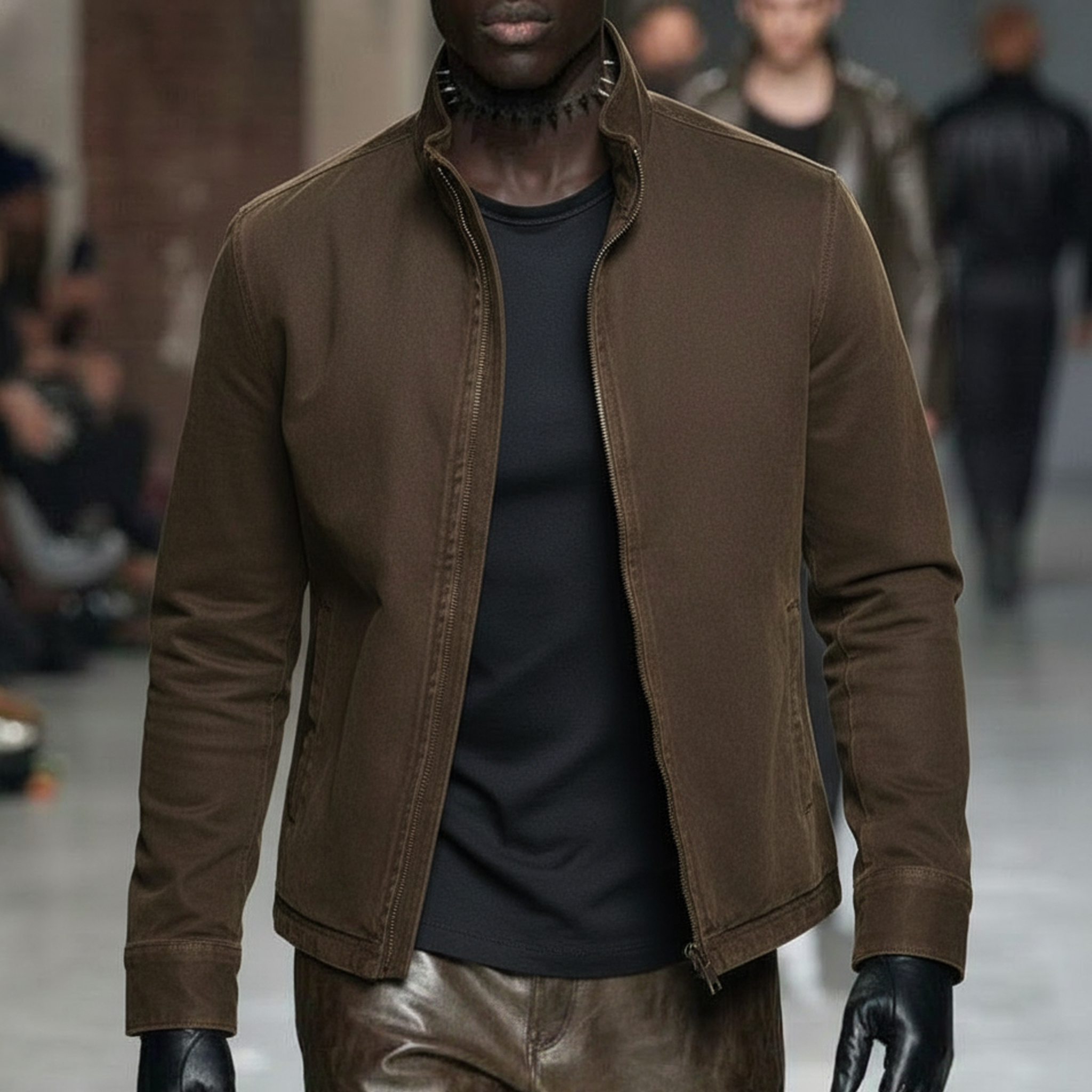 Men's Classic Casual Washed Cotton Blend Stand-collar Jacket MTA3008L1K