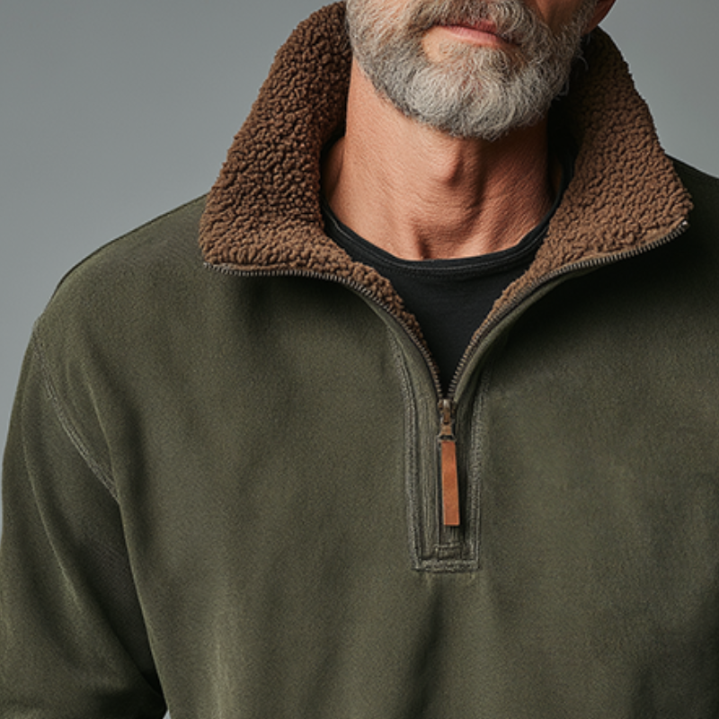 Men's Retro Casual Warm Zipper Neck Fleece Sweatshirt MTA1552I0TO