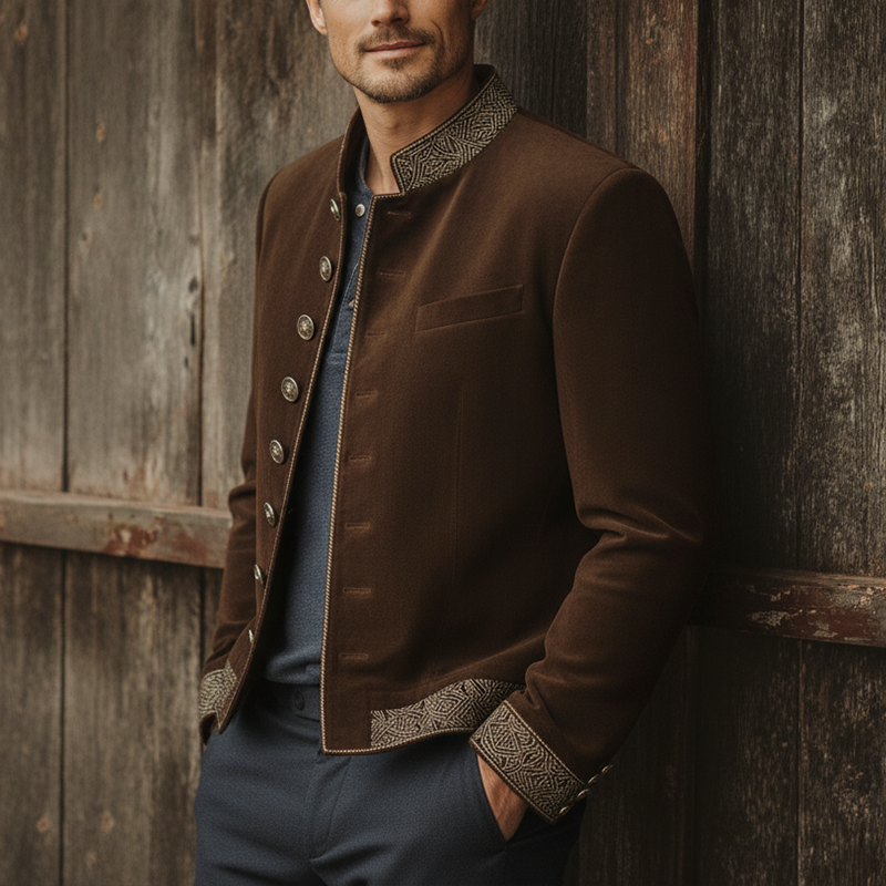 Men's Winter Fashion Embroidered Faux Suede Cropped Jacket MTA1551J3P
