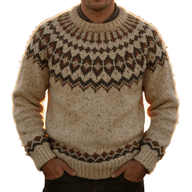 Men's Retro Casual Knit Crew Neck Sweater MTA1283L0TO