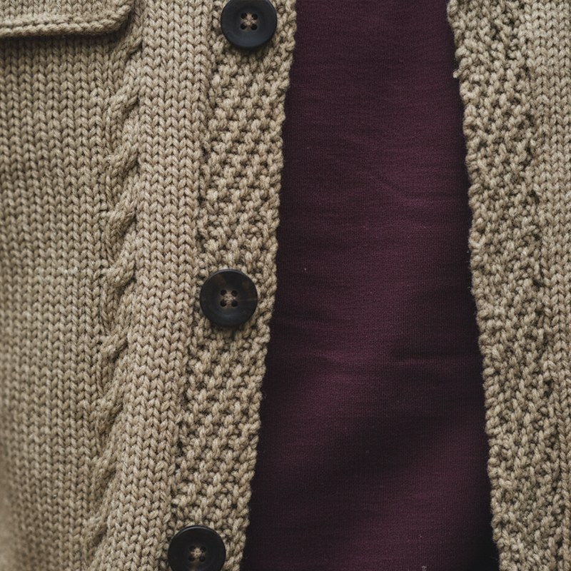 Men's Winter Retro Textured Cotton Yarn Knit Button Cardigan MTA2135K8P