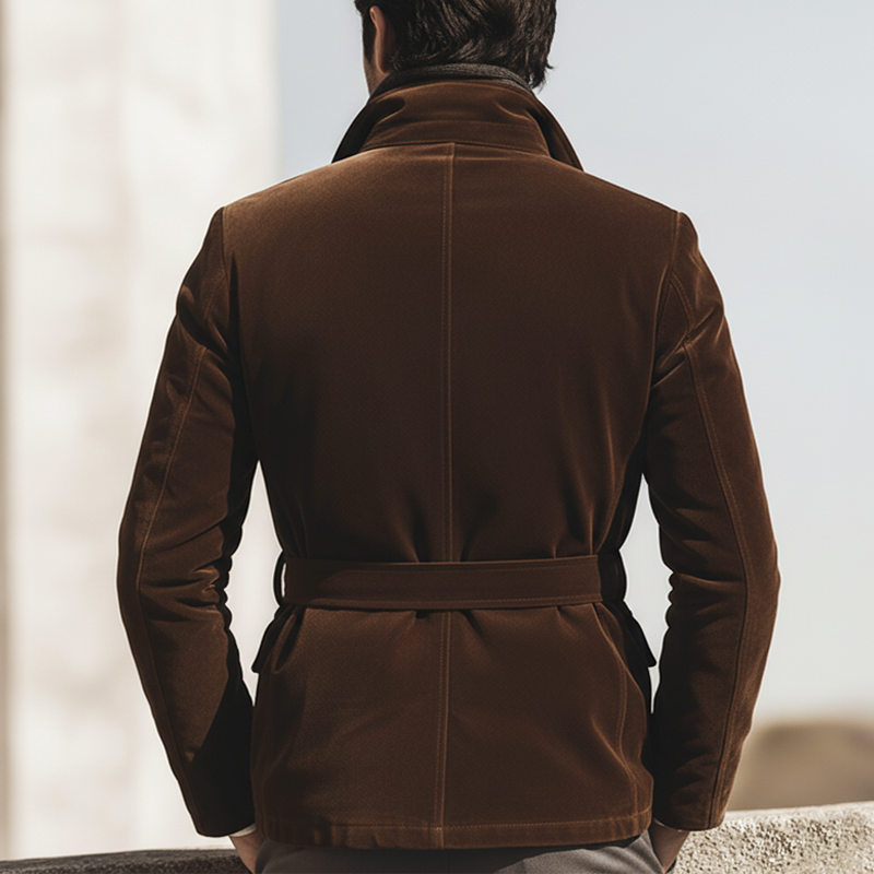 Men's Classic Business Velvet Belt Lapel Slim Fit Jacket MTA2959L6U