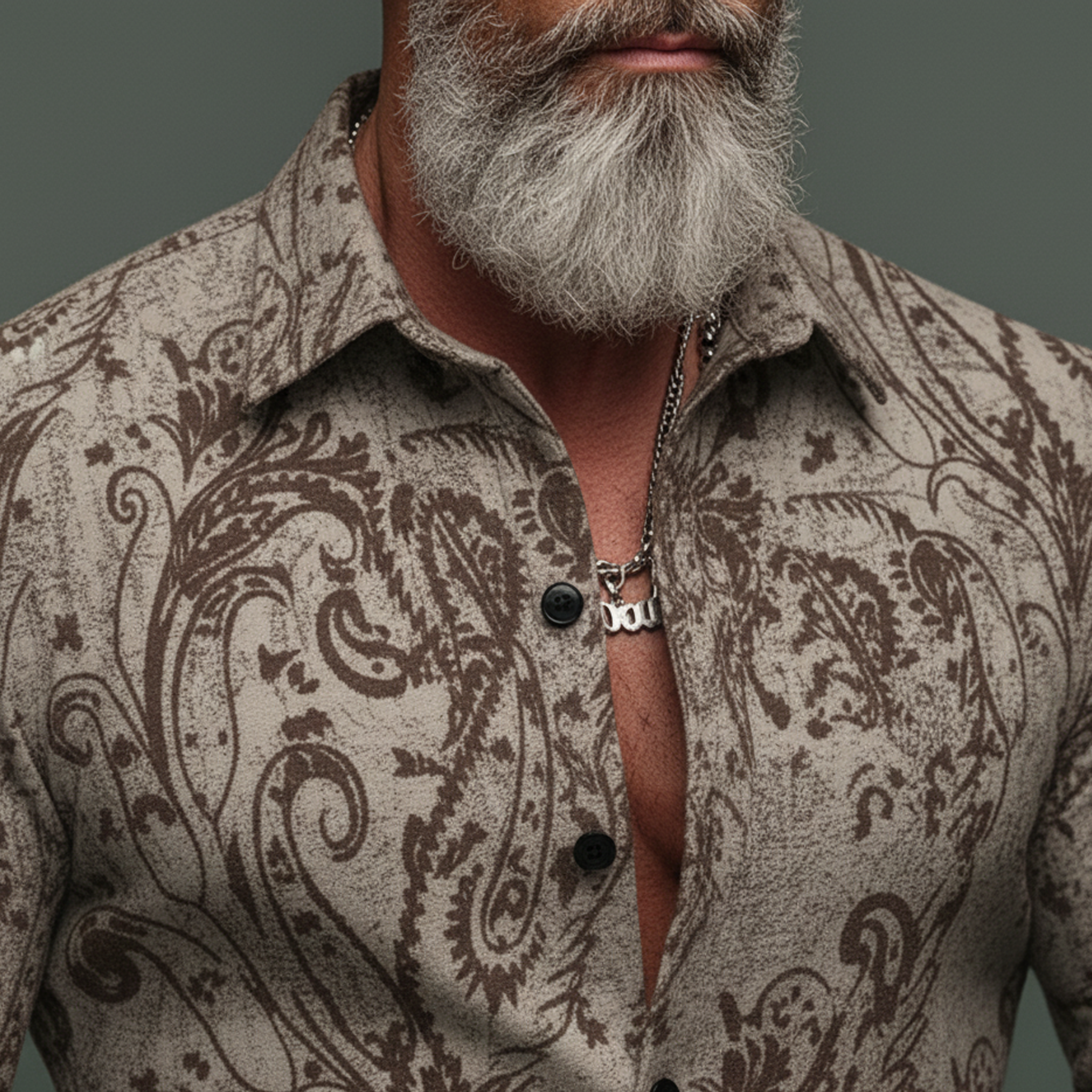 Men's Classic Vintage-print Blended Long-sleeved Shirt MTA1775L0K