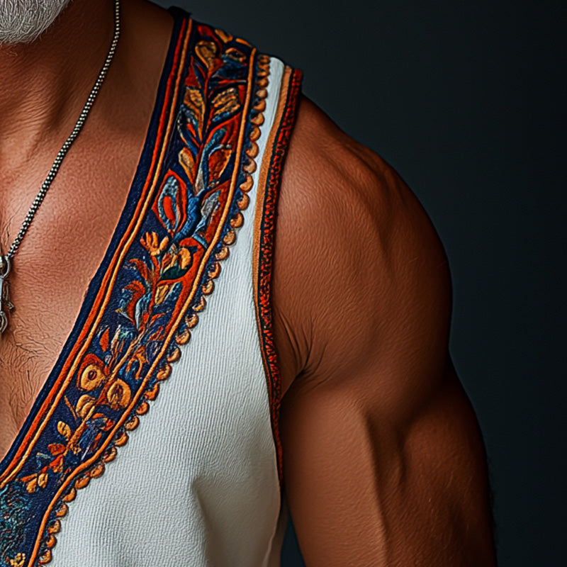 Men's Summer Fashion Knitted Embroidery Tank Top MTA0337F0P