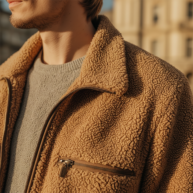 Men's Winter Fashion Faux Sherpa Zipper Warm Jacket MTA2282J4P