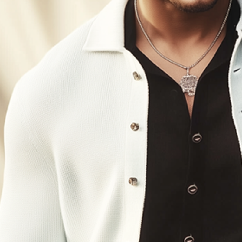 Men's Basic Solid Color Knit Lapel Button Cardigan MTA1180H0U