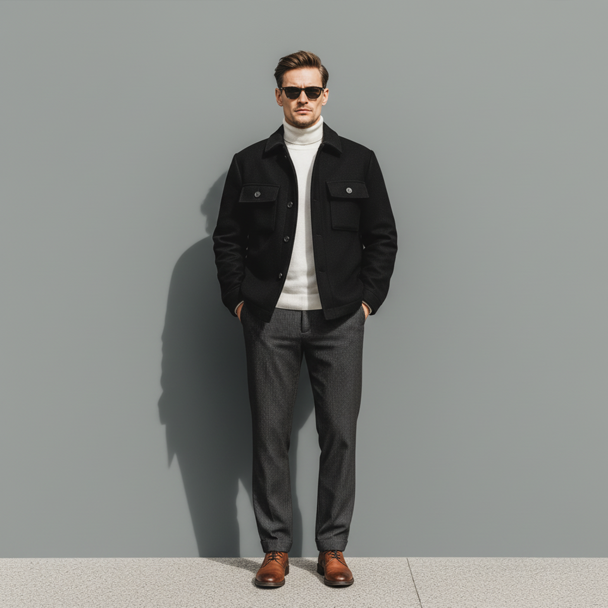 Men's Classic Casual Lapel Faux Woolen Jacket MTA2463I1K