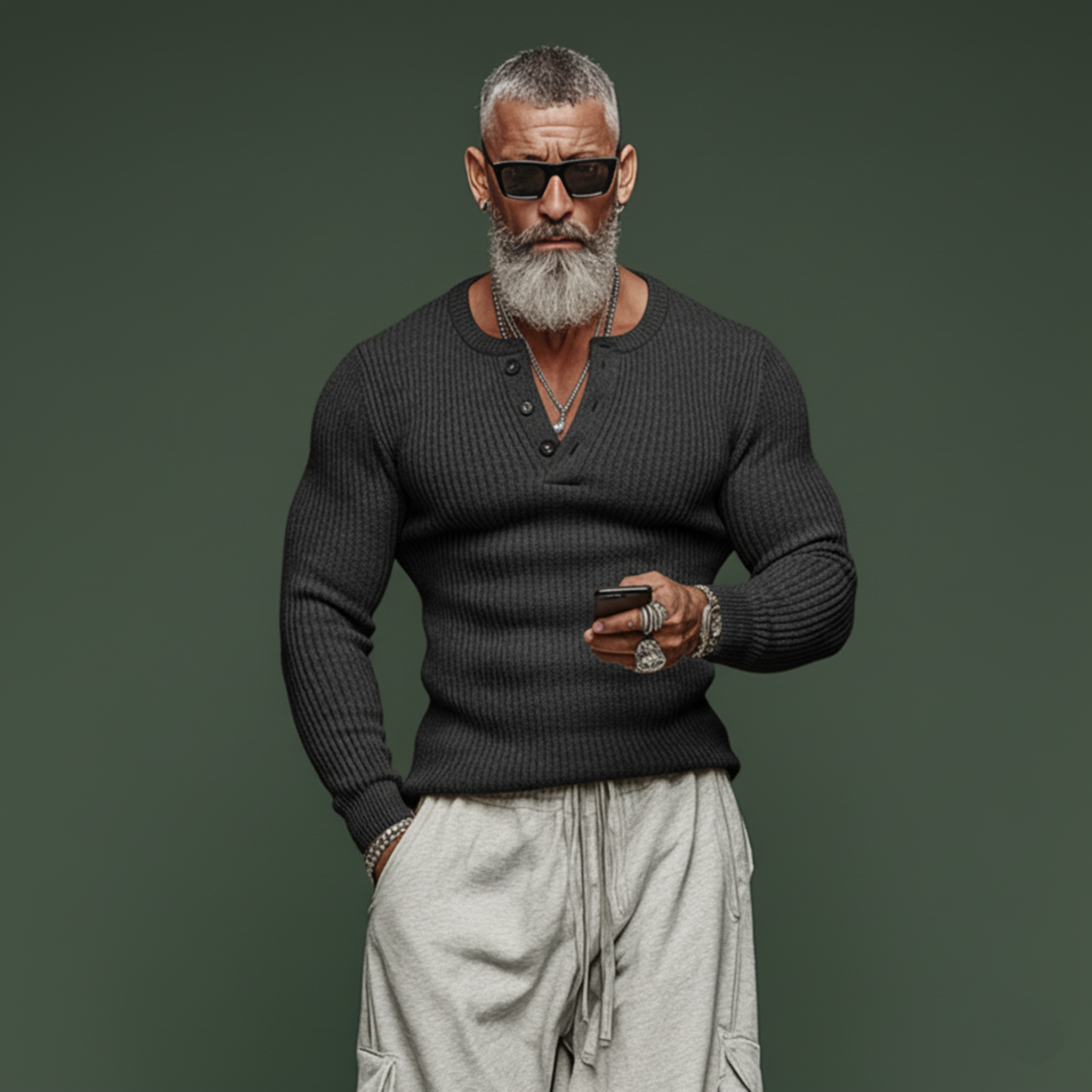 Men's Classic Casual Tough Style Henley Collar Slim Fit Sweater MTA2871J6K