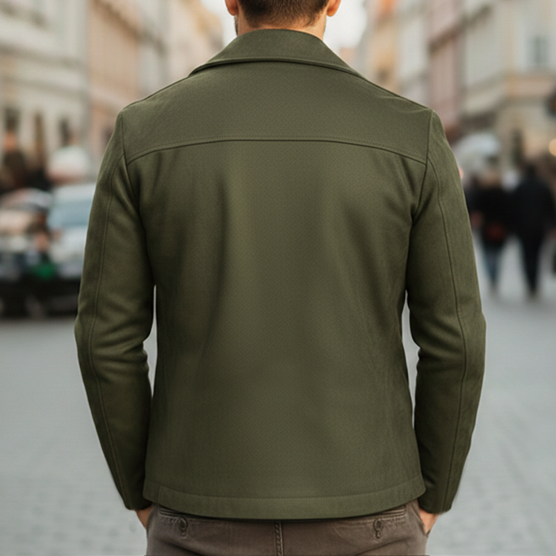 Men's Classic Army Green Faux Suede Zip-up Jacket MTZ1464A4U