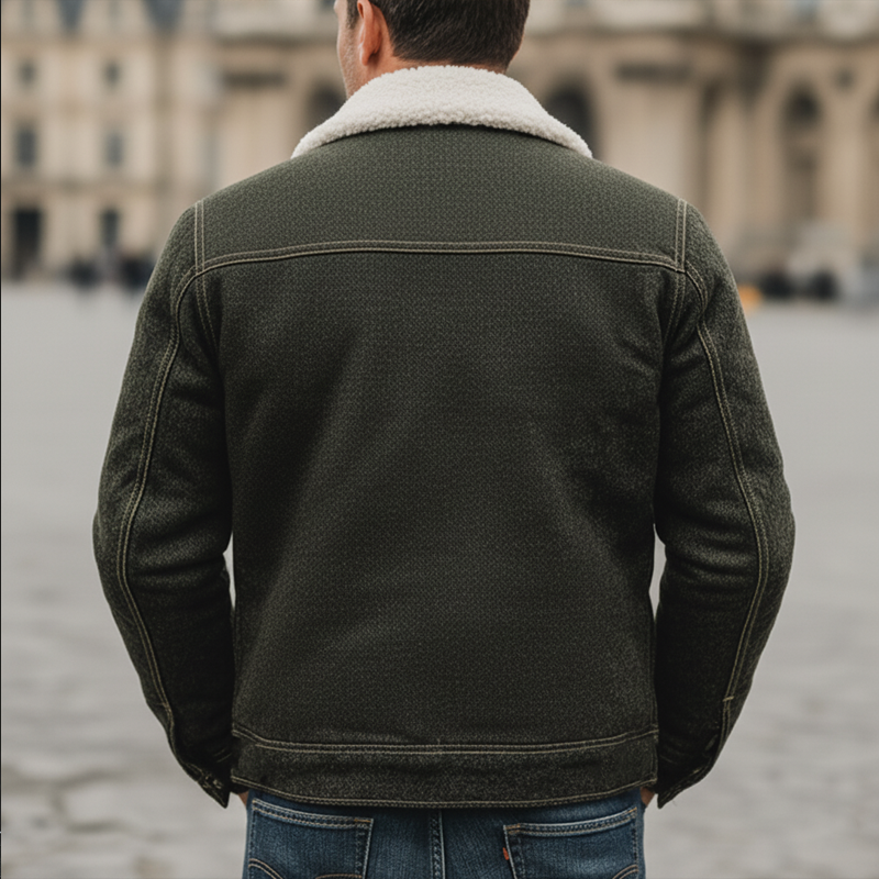 Men's Classic Warm Faux Wool And Lambskin Lined Jacket MTA2056K3U