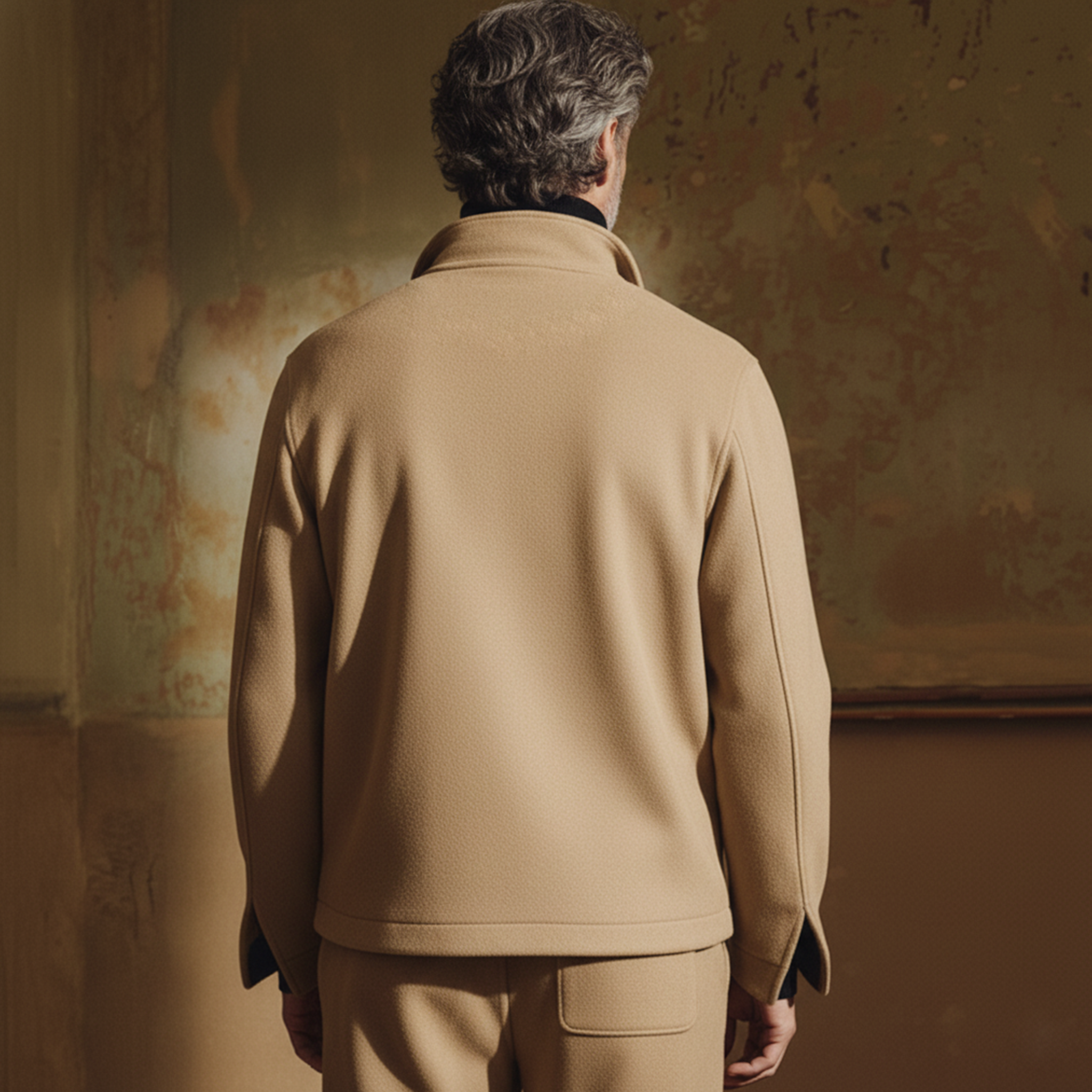 Men's Classic Light Business Faux Wool Polo Shirt MTA0479K1K