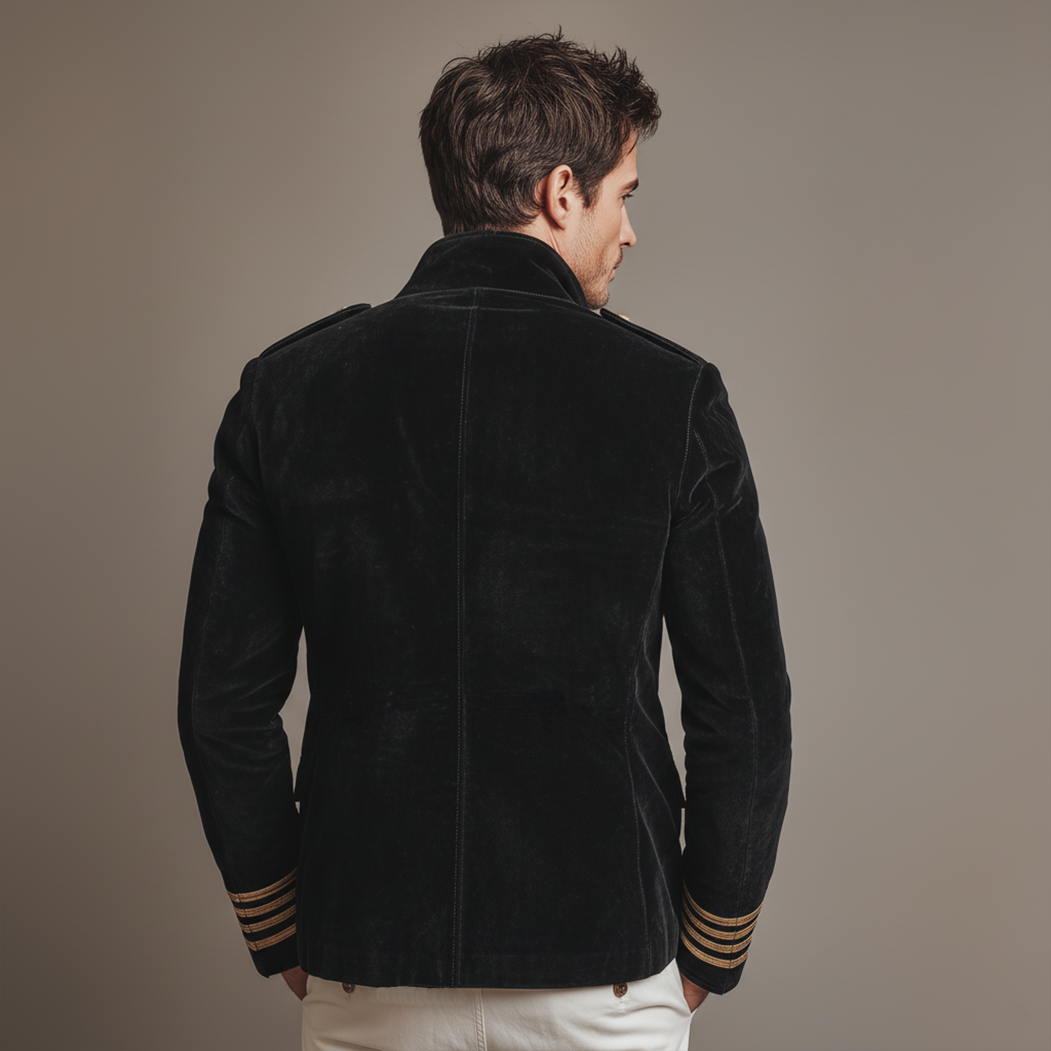 Men's Classic Retro Lapel Double-breasted Epaulette Suede Jacket MTA1581I5K