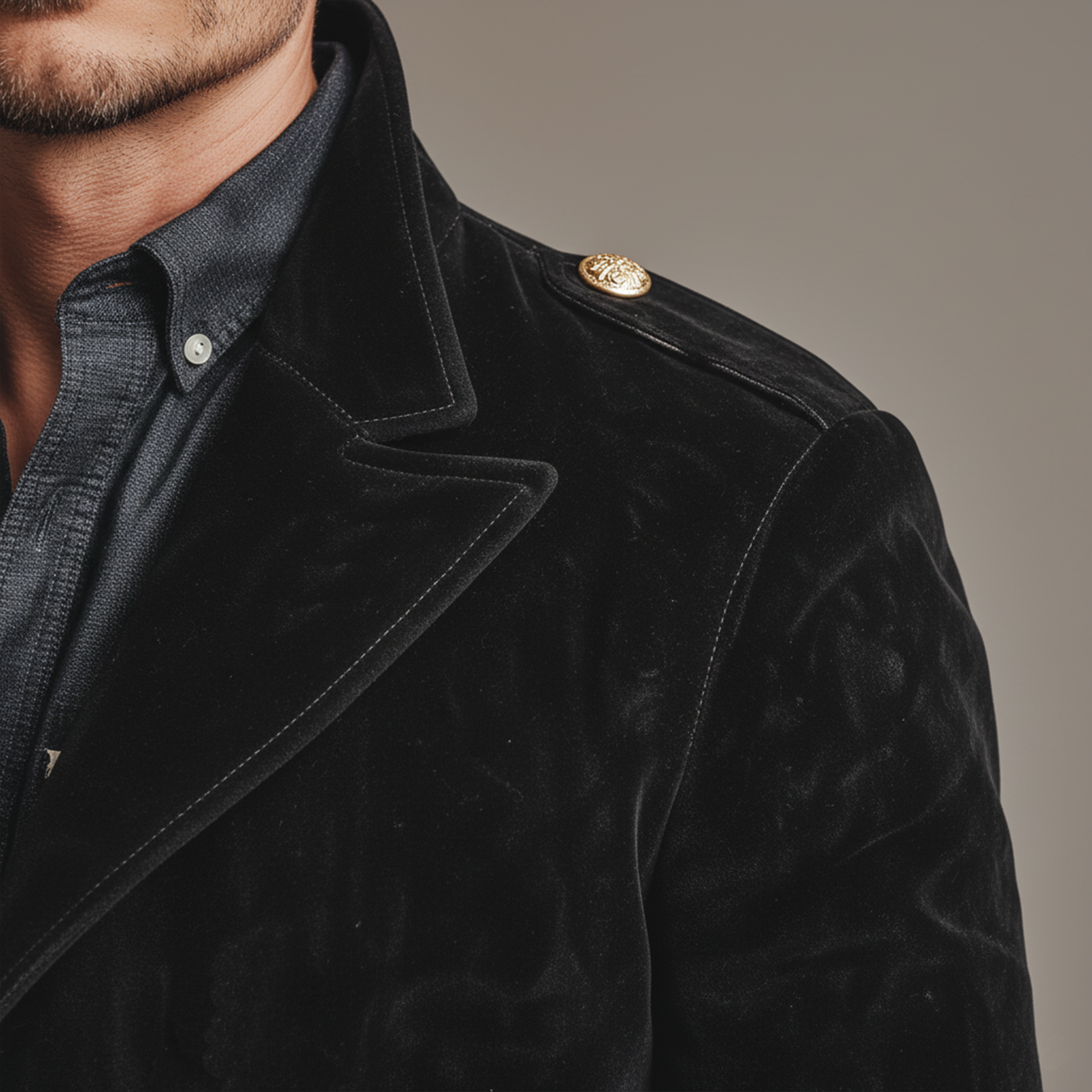 Men's Classic Retro Lapel Double-breasted Epaulette Suede Jacket MTA1581I5K
