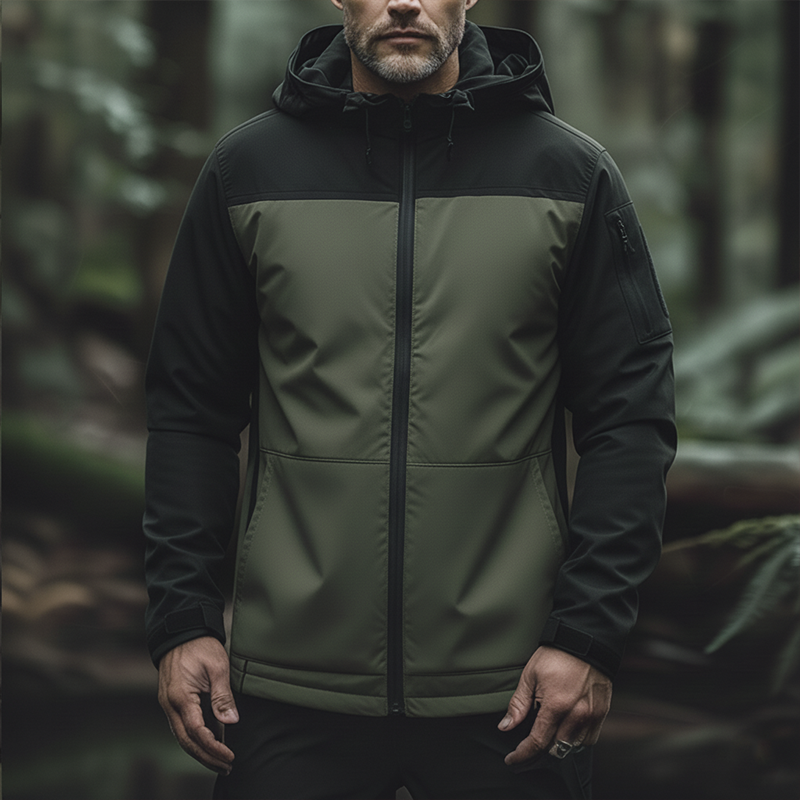 Men's Retro Cotton Blend Color Block Work Jacket MTA1905K8P