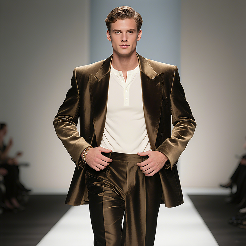 Men's Classic Vintage Style Luxe Satin Double Breasted Blazer MTA2545F3TO