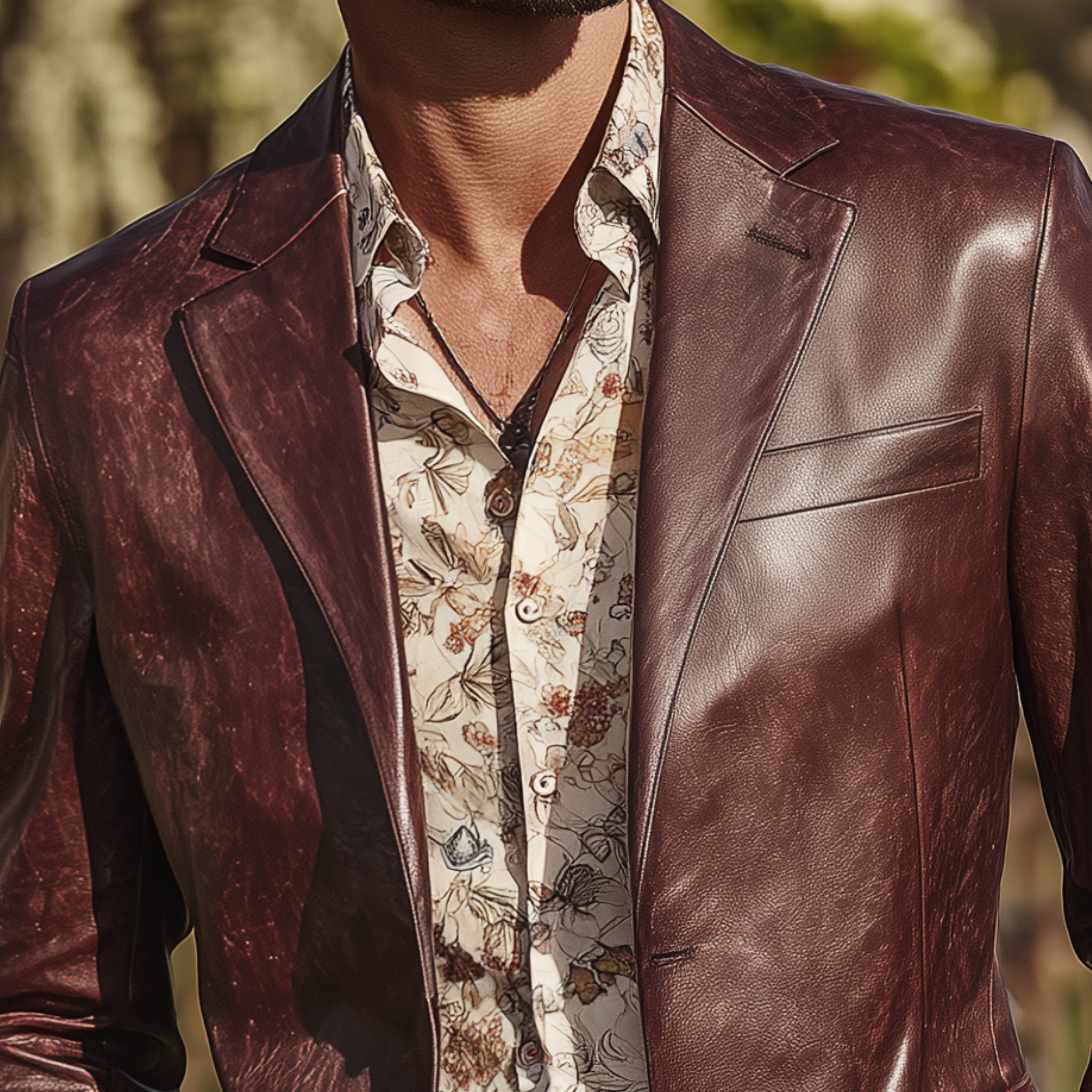 Men's Classic Retro Party Texture Pu Leather Single-breasted Slim-fit Blazer MTA1130H2K