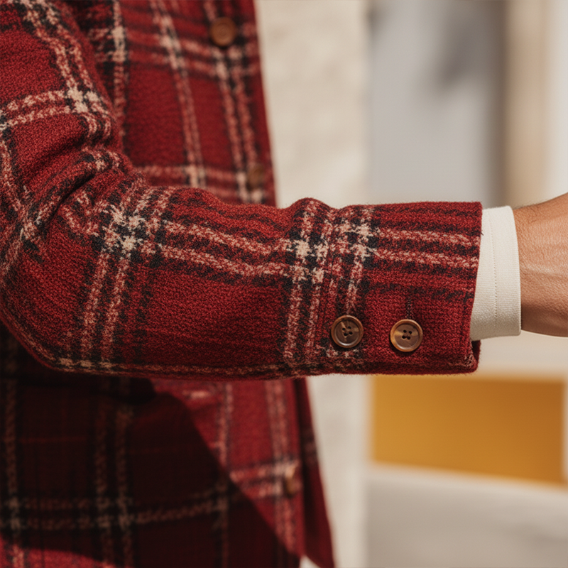 Men's Autumn And Winter Vintage Checkered Tweed Jacket Coat MTA1999I0P