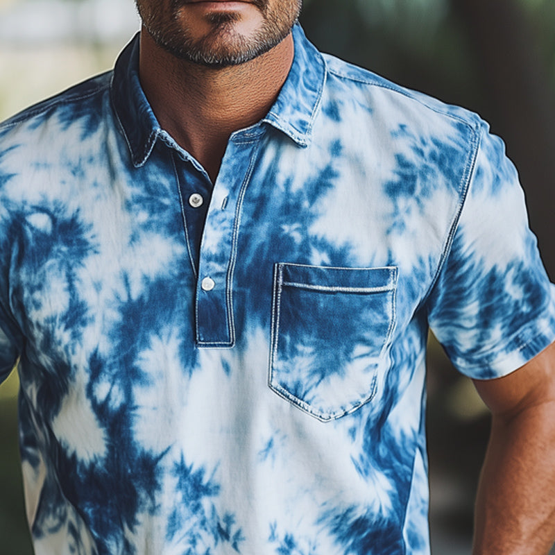 Men's Summer Classic Print Short Sleeve POLO Shirt MTA2332E1U