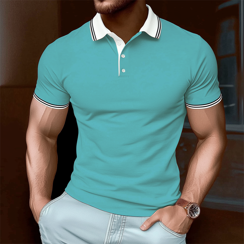 Men's Summer Business Cotton Short Sleeve POLO Shirt MTA2399G6U