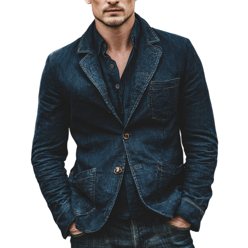 Men's Vintage Washed Distressed Blazer MTA1609I4X