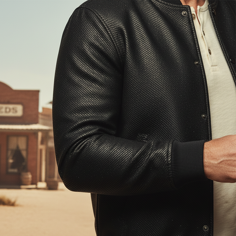 Men's Retro Twill Faux Leather Sequin Jacket MTA2168K4P