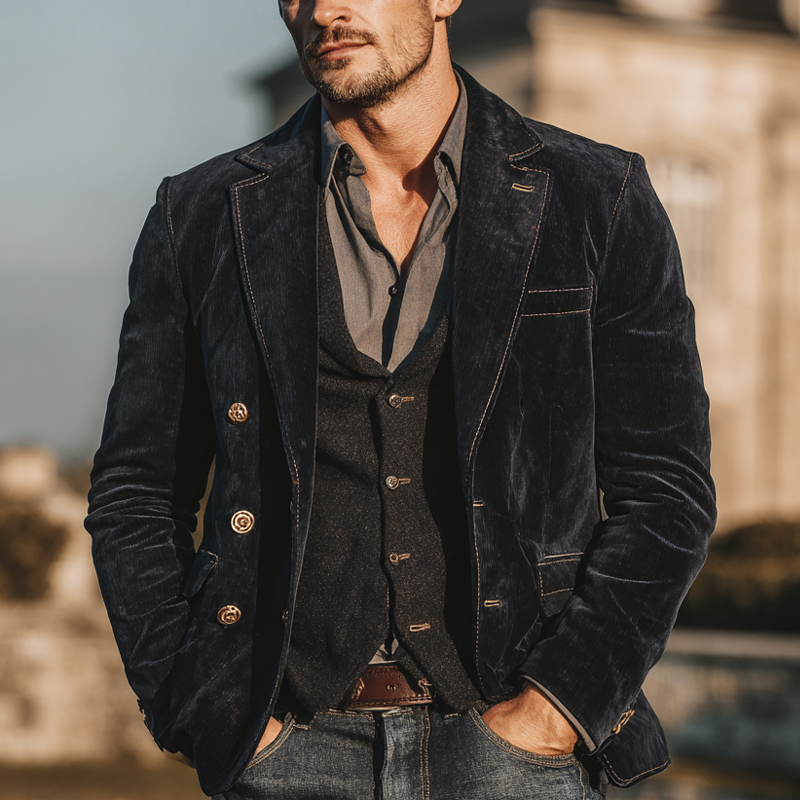 Men's Vintage Corduroy Lapel Blazer MTA2733J3X