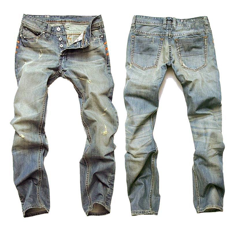 Vaqueros ajustados con bolsillos desgastados y lavados para hombre 74546419M