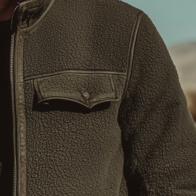 Men's Autumn And Winter Vintage Sherpa Zipper Jacket MTA1108I5P