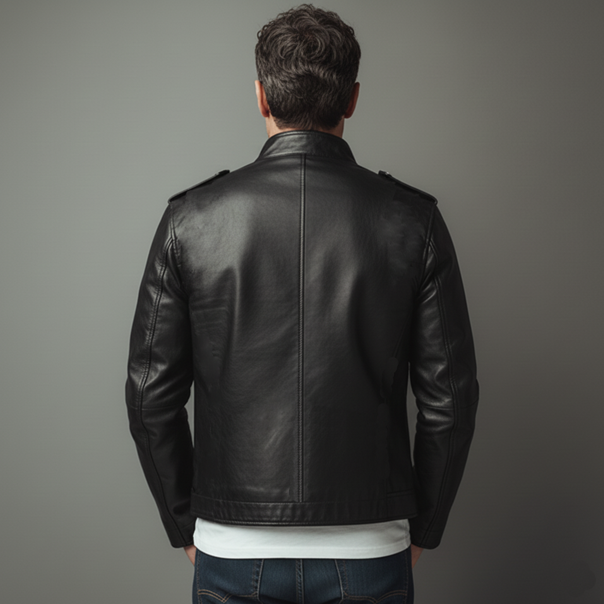 Men's Classic Casual Stand-up Lapel Zipper PU Leather Jacket MTA1593J3K