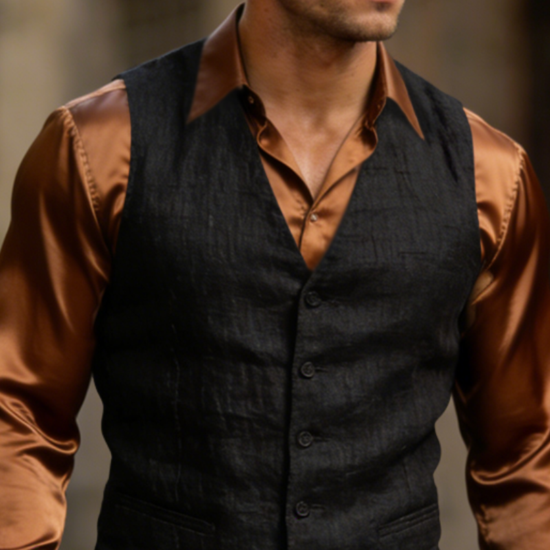 Men's Retro Casual Linen Vest MTZ1457A7TO