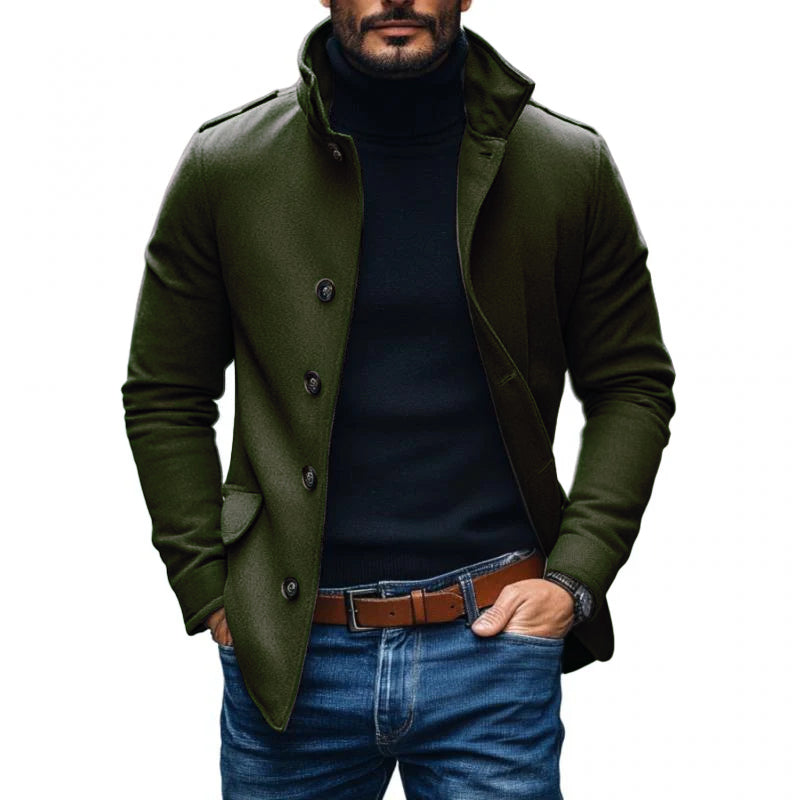 Cappotto corto monopetto slim fit casual da uomo in misto lana con revers 85856791M