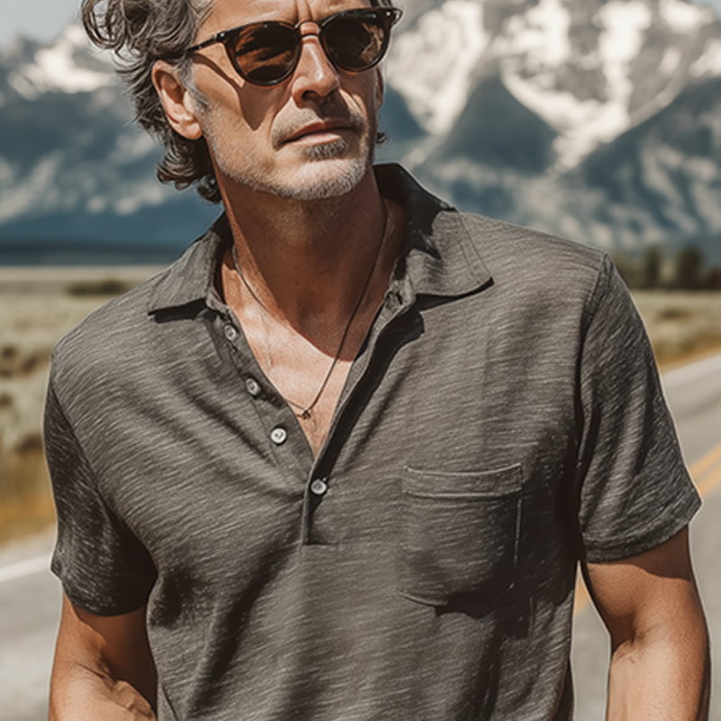 Men's Spring And Summer Fashion Casual Bamboo Cotton Comfortable Breathable Short-sleeved Polo Shirt MTA1129G9K