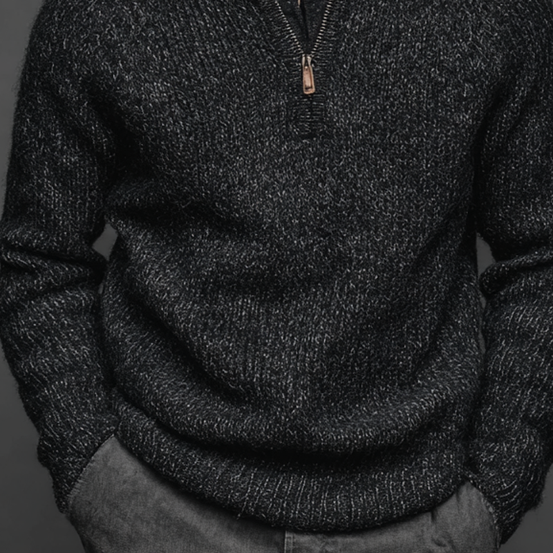 Men's Stand-up Collar Half-zip Basic Knit Pullover Sweater MTA1763K6X