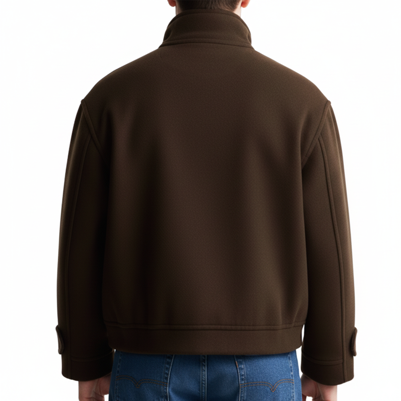 Men's Urban Loose-fitting Stand-up Collar Faux Wool Jacket MTA1574K9U