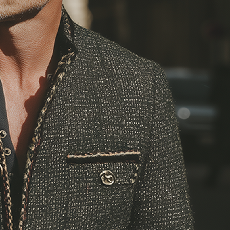 Men's Stylish Winter Jacket With Herringbone Pattern And Ribbed Collar MTA1803I3P