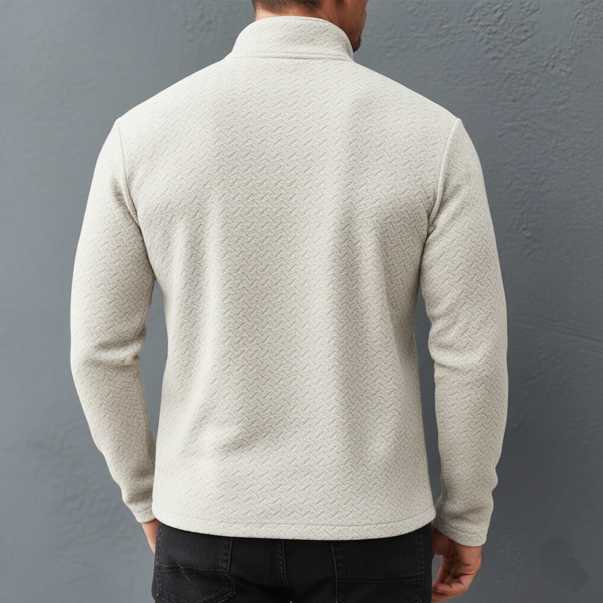 Men's Classic Stand Collar Zipper Textured Dralon Slim Fit Sweatshirt MTA2422J7K
