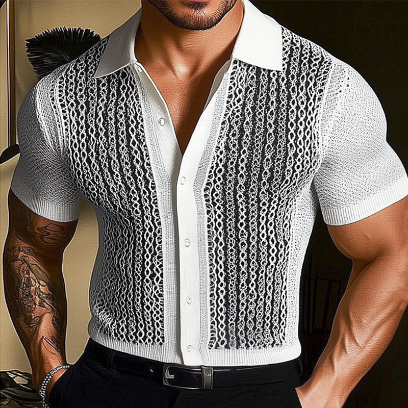Men's Summer Business Knitted Short-sleeved Shirt MTA2525F4U