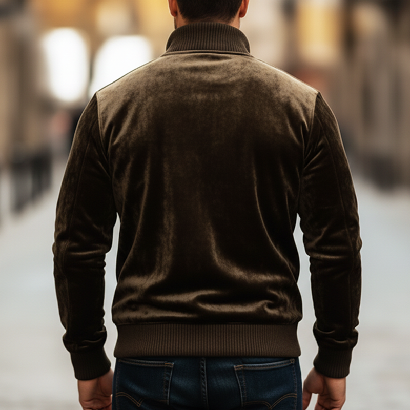 Men's Urban Velvet Zip-up Stand-collar Slim-fit Jacket MTA2372L7U