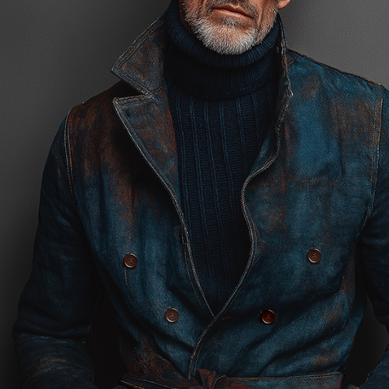 Men's Retro Casual Printed Lapel Double-Breasted Jacket MTA2557K4TO