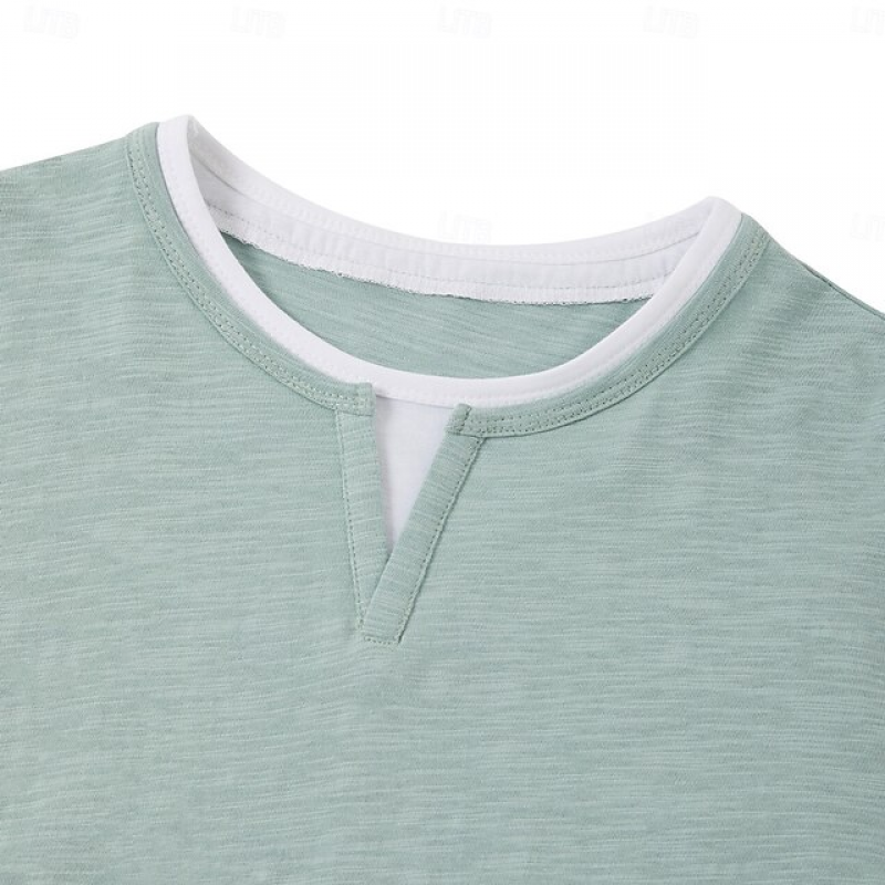 Men's Colorblock Fake Two-piece Round Neck Short Sleeve T-shirt MTA0794E5Z