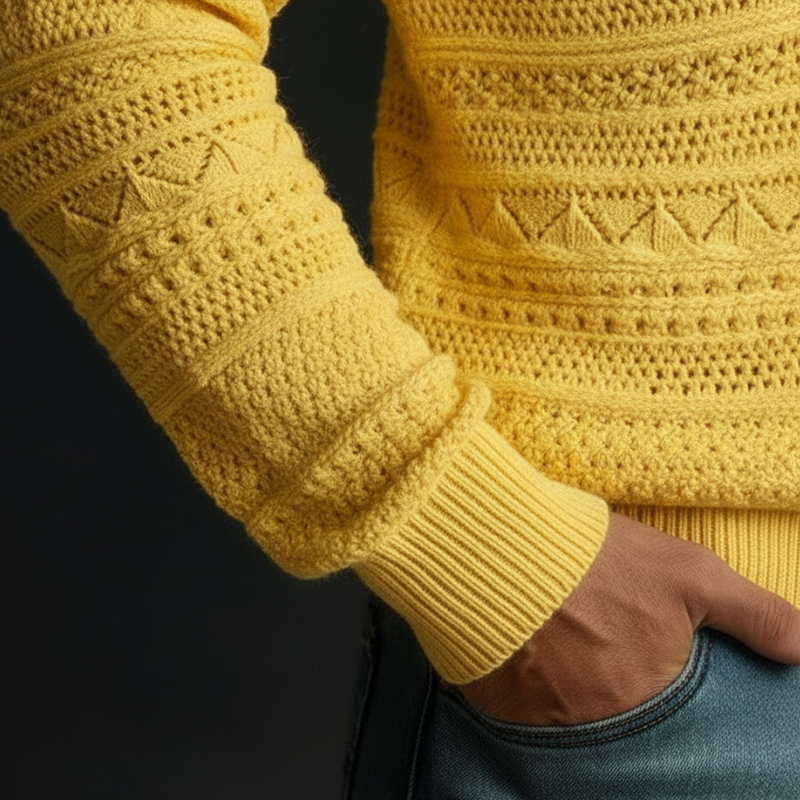 Men's Spring Fashion Cotton Yarn Knitted V-neck Slim-fit Sweater MTZ0974A0P