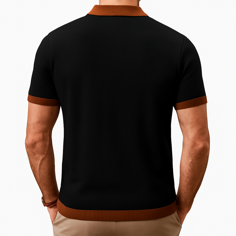 Men's Summer Classic Colorblock Knitted Short Sleeve T-Shirt MTA2482F8U