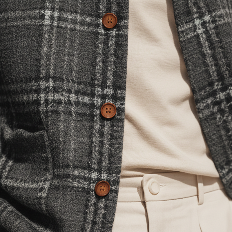 Men's Autumn And Winter Vintage Checkered Tweed Jacket Coat MTA1999I0P