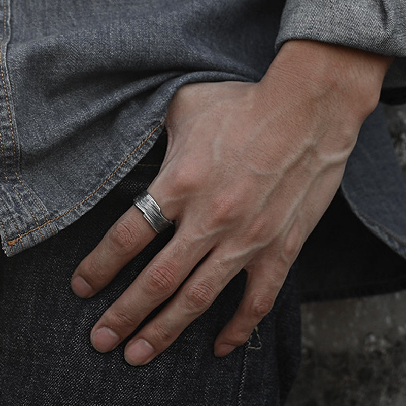 Men's Fashion Simple S925 Silver Adjustable Ring MTA3009F4M