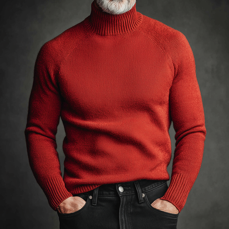 Men's Retro Casual Solid Color Knitted Turtleneck Sweater MTA1582I2TO