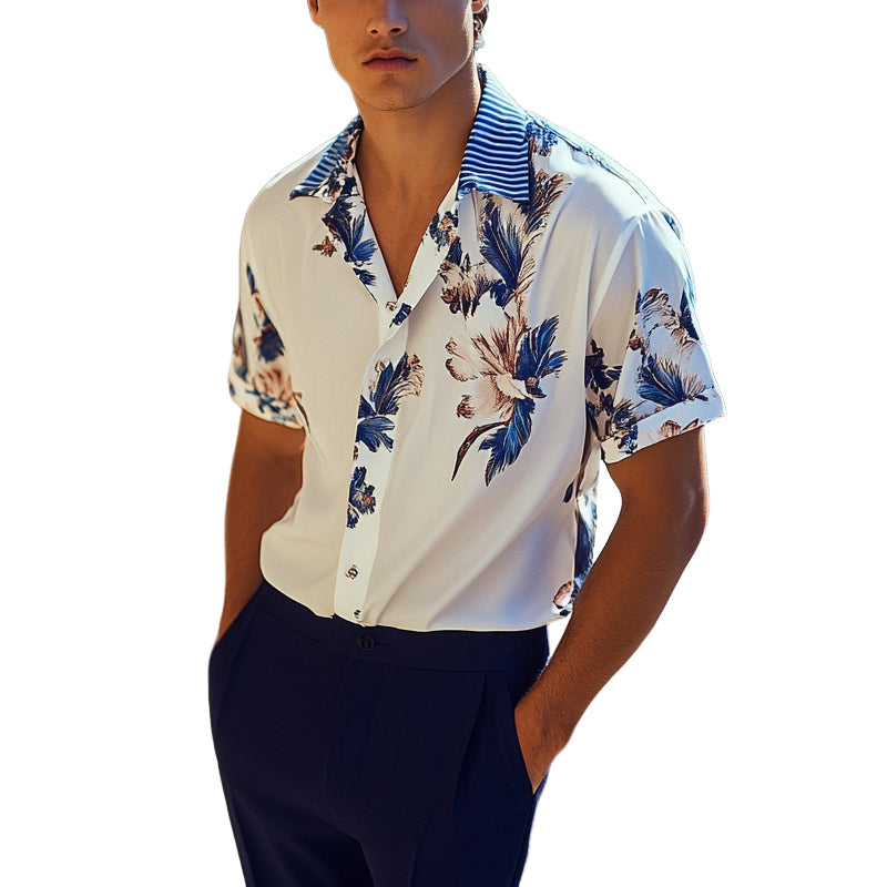 Men's Resort Floral Print Short Sleeve Shirt MTA1521E0X