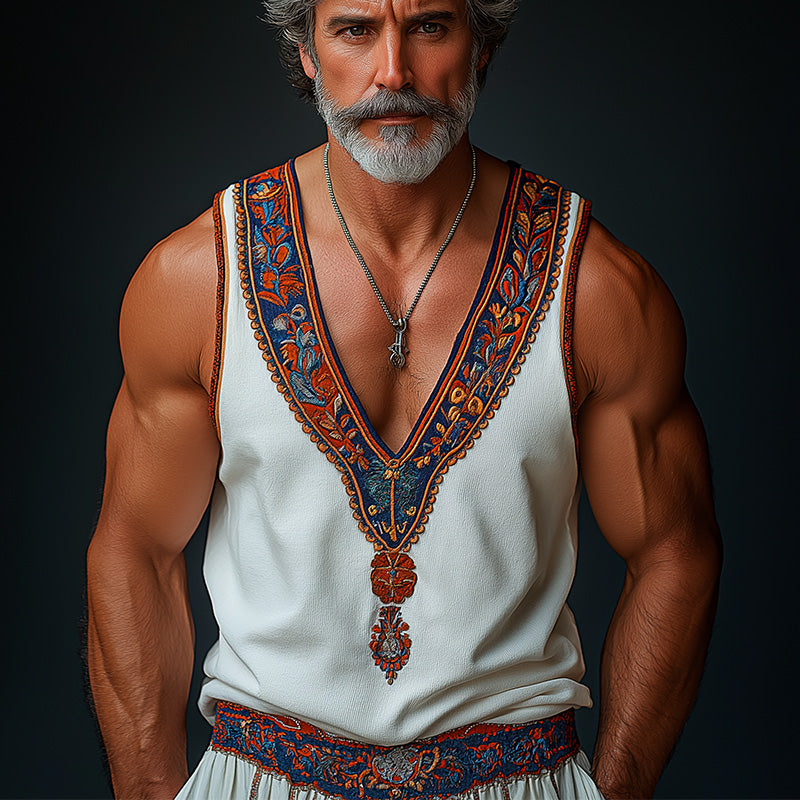 Men's Summer Fashion Knitted Embroidery Tank Top MTA0337F0P
