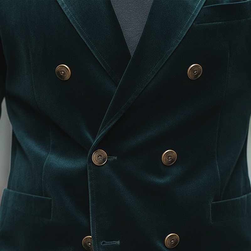 Men's Vintage Velvet Double-breasted Lapel Jacket MTA1913L3P